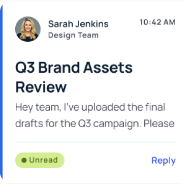 AI-drafted email reply card showing smart reply suggestions in LinkMails